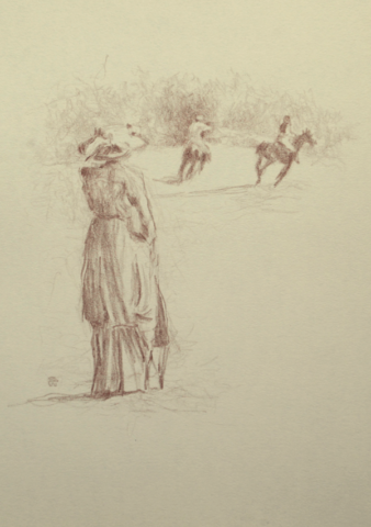 potloodschets victoriaanse scene